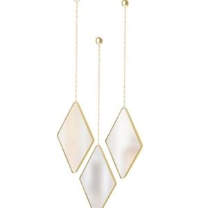 Trio (3) Umbra Dima Gold Brass Diamond Shaped Mirrors Wall Decor - NEW in box